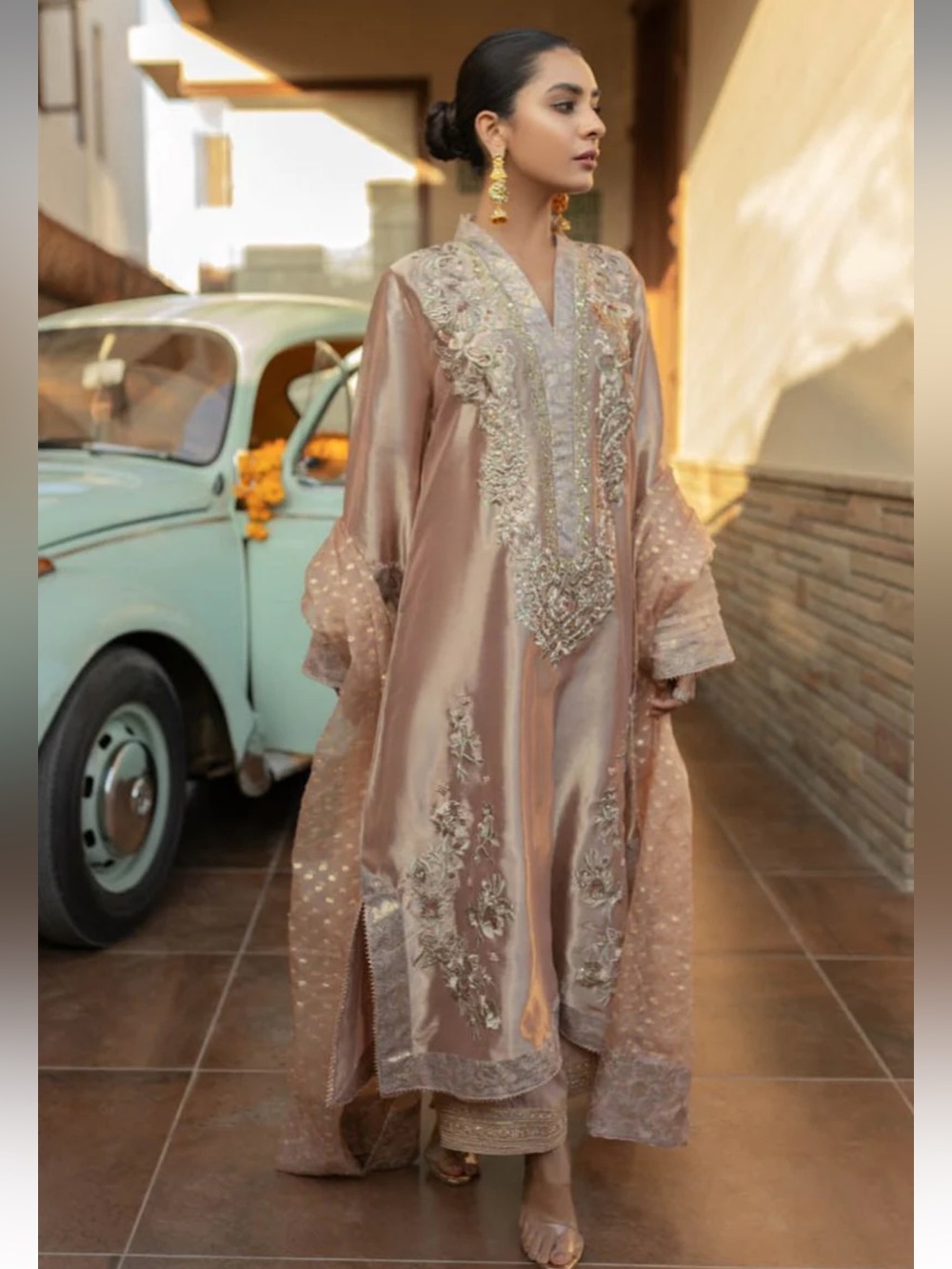 HUE PRET Embellished TISSUE set in Blush and Gold. 3 pcs set